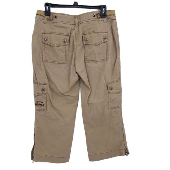 Harley-Davidson Cotton Utilitarian Crago High-rise Capri Moto Pants Tan Size 8 - Picture 5 of 16